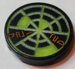 Lego Tile, Round 2 x 2 with Neon Green Radar Type 3 Pattern (Sticker) - Sets 7691 / 7693