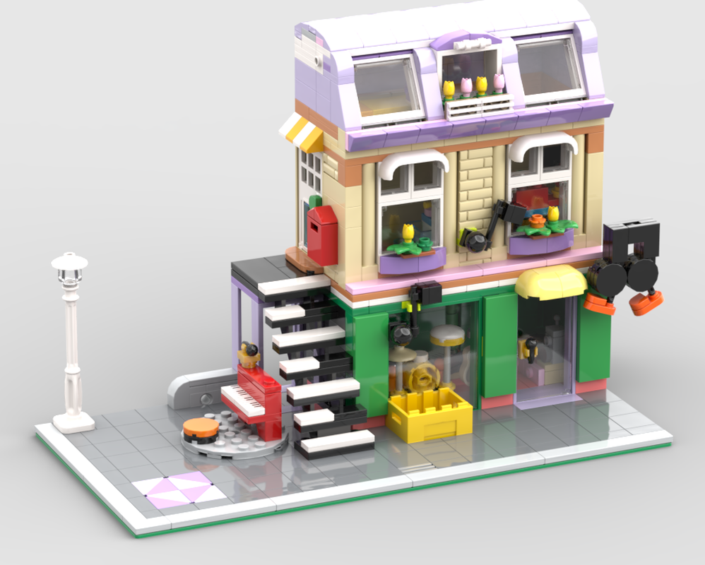 Lego Music Store and Apartment Modular Building