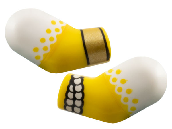 Lego Arm, (Matching Left and Right) Pair with Molded White Short Sleeves and Printed Yellow Dots and Bracelets Pattern / Yellow