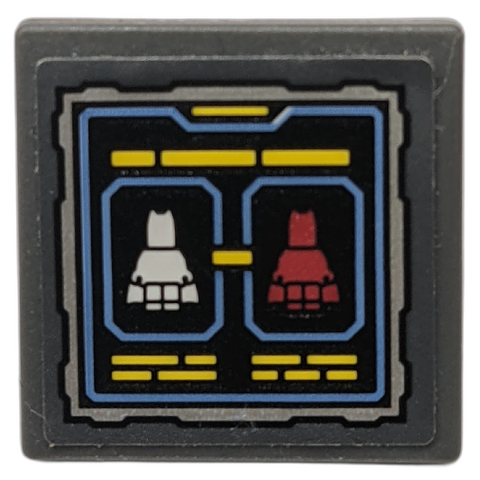 Lego Road Sign 2 x 2 Square with Open O Clip with Control Panel Display with 2 Batman Minifigure Silhouettes Pattern (Sticker) - Set 70923