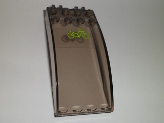 Lego Windscreen 8 x 4 x 2 Curved with Locking Dual 2 Fingers with Lime Bicycle Pattern (Sticker) - Set 60097