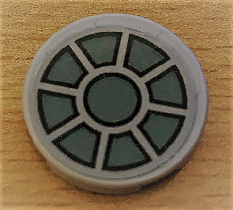 Lego Tile, Round 2 x 2 with Bottom Stud Holder with SW Dark Bluish Gray Fan on Light Bluish Gray Background Pattern (Sticker) - Sets 75105 / 75257 / Light Bluish Gray