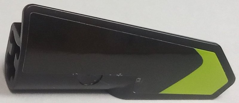 Lego Technic, Panel Fairing #22 Very Small Smooth, Side A with Lime Corner Stripe Pattern (Sticker) - Set 42138