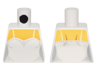 Lego Torso Female Bodice with Thin Straps over Yellow Skin Pattern / White