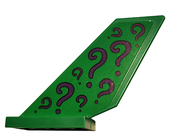 Lego Tail Shuttle with Dark Purple Question Marks on Green Background Pattern on Both Sides (Stickers) - Set 76120