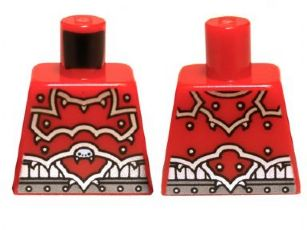 Lego Torso Ninjago Red Armor and Silver Belt Pattern / Red