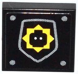 Lego Tile 2 x 2 with Minifigure Head Badge and 4 Silver Rivets Pattern (Sticker) - Set 70808