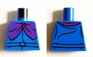 Lego Torso Shirt with Belt and Dark Purple Cape Clasp Pattern (Headless Horseman) / Blue
