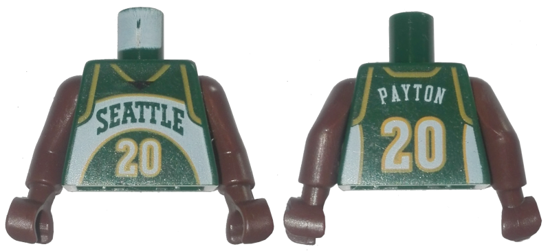 Lego Torso NBA Seattle SuperSonics #20 Payton Pattern / Brown NBA Arms
