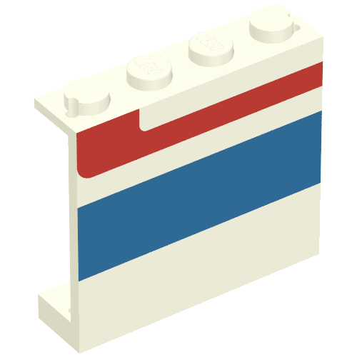 Lego Panel 1 x 4 x 3 - Solid Studs with Red/Blue Stripe Right Print / White