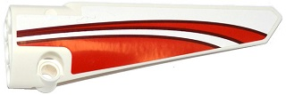 Lego Technic, Panel Fairing # 6 Long Smooth, Side B with Red Curved Stripes Pattern (Sticker) - Set 42040