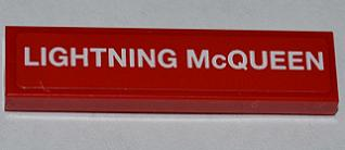 Lego Tile 1 x 4 with 'LIGHTNING McQUEEN' Pattern (Sticker) - Set 9485
