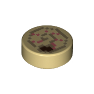Lego Tile Round 1 x 1 with Pixelated Nautilus/Ammonite Print / Tan