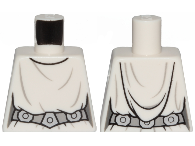 Lego Torso SW Loose Dress Dark Bluish Gray Folds, Detailed Belt Pattern (Leia) / White