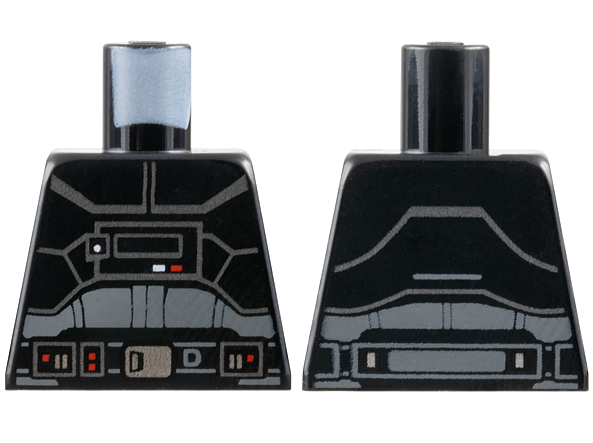 Lego Torso SW Armor Plates, Lights and Belt with Silver Buckle Pattern (Inquisitor Fifth Brother) / Black