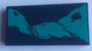 Lego Tile 2 x 4 with Dark Turquoise Splotches Pattern Model Left Side (Sticker) - Set 76101