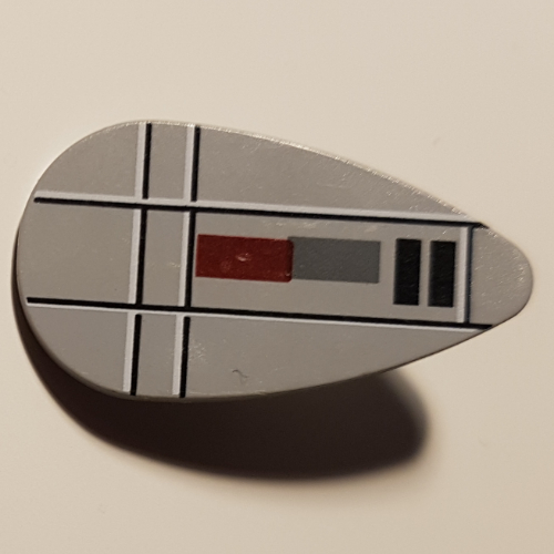 Lego Shield Ovoid with Red, Gray, and Black Lines Print / Light Bluish Gray