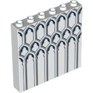 Lego Panel 1 x 6 x 5 with Light Bluish Gray Ironwork Print / White