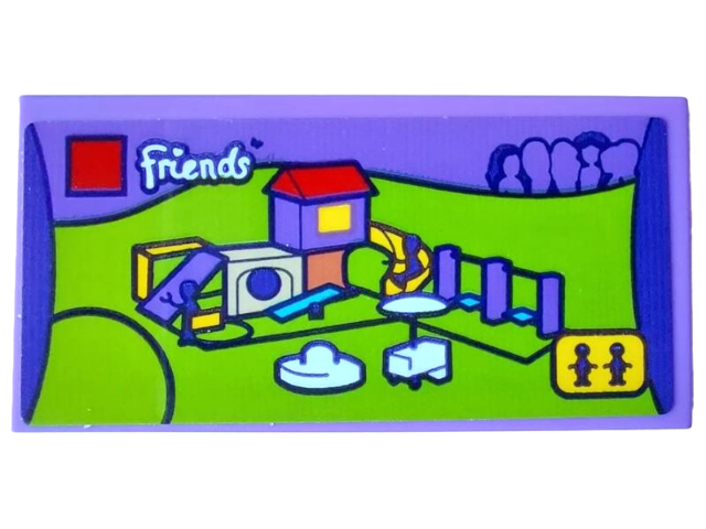Lego Tile 2 x 4 with Friends Set 41325 Heartlake City Playground Pattern (Sticker) - Set 4002022