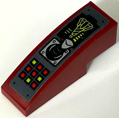 Lego Slope, Curved 3 x 1 with Dark Bluish Gray Control Panel with Red and Lime Buttons, Lights, Step Drill and Light Bluish Gray Joystick Pattern (Sticker) - Set 70669