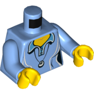 Lego Torso Shirt with Two Buttons and Shell Pendant, '2014 The LEGO Store Las Vegas' on Back Print, Medium Blue Arms, Yellow Hands / Medium Blue