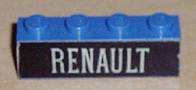 Lego Brick 1 x 4 with White 'RENAULT' Pattern (Sticker) - Set 391