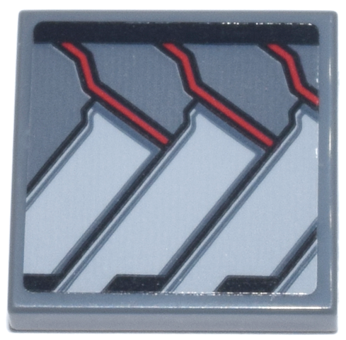 Lego Tile 2 x 2 with Black, Red, and Light Bluish Gray Panels and Stripes (Falcon Armor Wings) Pattern Model Right Side (Sticker) - Set 76269