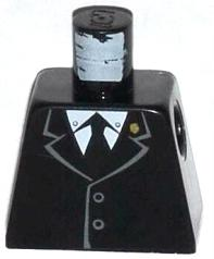 Lego Torso Jacket Buttoned with Gold Badge on Collar, White Shirt and Black Tie Pattern / Black