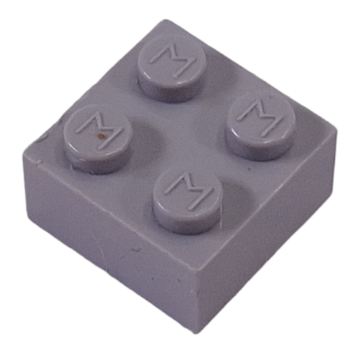 Lego Modulex Brick 2 x 2 with M on Studs / Modulex Light Bluish Gray