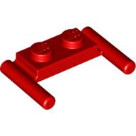 Lego Plate Special 1 x 2 with Handles [Flat Ends / Low Attachment] / Red