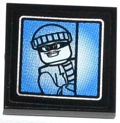 Lego Tile 2 x 2 with Bandit Minifigure on Surveillance Screen Pattern (Sticker) - Set 60044