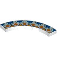 Lego Tile 4 x 4 Curved, Macaroni with Floor Tile Decoration, Blue Stars, Bright Light Orange Squares/Triangles Print