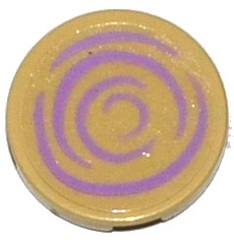 Lego Tile, Round 2 x 2 with Bottom Stud Holder with Medium Lavender Lumber Slice Pattern (Sticker) - Set 41051
