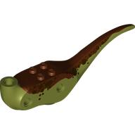 Lego Animal Body Part, Dinosaur, Raptor Body with Dark Brown and Reddish Brown Markings Print / Olive Green
