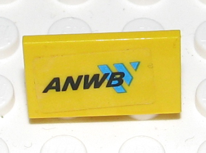 Lego Panel 1 x 2 x 1 with 'ANWB' and Blue Logo Pattern (Sticker) - Set 2140