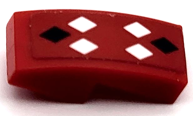 Lego Slope, Curved 2 x 1 x 2/3 with Black and White Diamonds Pattern (Sticker) - Set 41236