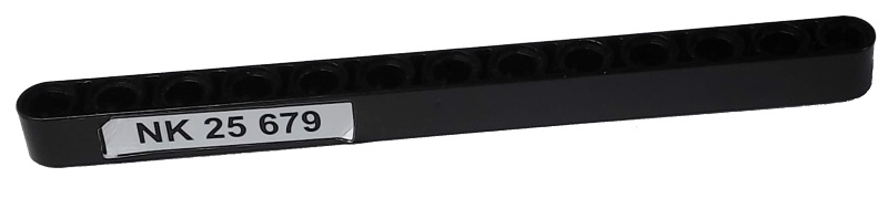 Lego Technic, Liftarm Thick 1 x 13 with 'NK 25 679' Pattern (Sticker) - Set 8292 / Black