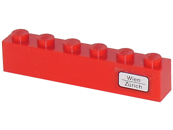 Lego Brick 1 x 6 with 'Wien - Zürich' Pattern on Right Side (Sticker) - Set 7740