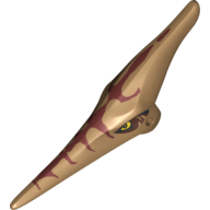 Lego Animal Body Part, Dinosaur, Pteranodon Head with Eyes and Dark Red Stripes Print / Medium Nougat