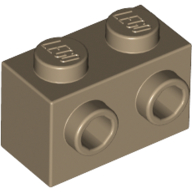 Lego Brick Special 1 x 2 with 2 Studs on 1 Side / Dark Tan