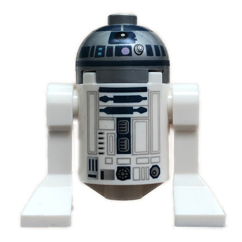 Lego Astromech Droid, R2-D2, Flat Silver Dome, Dark Blue Print with Lavender Dots