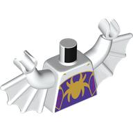 Lego Torso Bat with Vestigial Minifig Arms, Gold Spider On Dark Purple Field print / White
