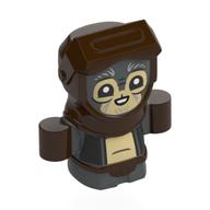 Lego Creature, Anzellan, Dark Brown Hood, Belt, Hands, Tan Face, Laughing Print / Dark Bluish Gray