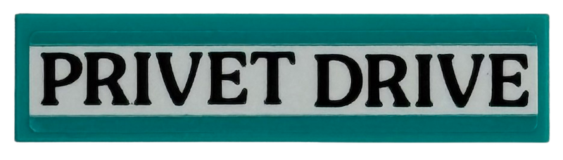 Lego Tile 1 x 4 with Black 'PRIVET DRIVE' on White Stripe Pattern (Sticker) - Set 76451 / Dark Turquoise