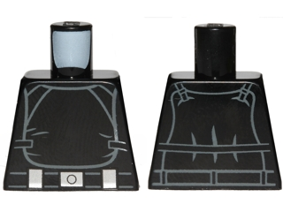 Lego Torso SW Imperial Gunner Jumpsuit, Panel with Clasps, Belt with Silver Buckle and 2 Boxes Pattern / Black