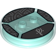 Lego Function Brick Round 4 x 4 x 2/3 with 2 Studs and White Rune Character Print
