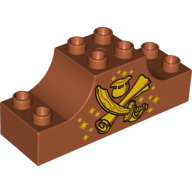 Lego Duplo Brick 2 x 6 x 2 Curved Ends with Crossed Scimitar and Map, with Pot of Gold Print