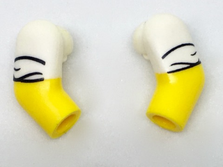 Lego Arm, (Matching Left and Right) Pair with White Rolled-Up Sleeves Pattern / Yellow