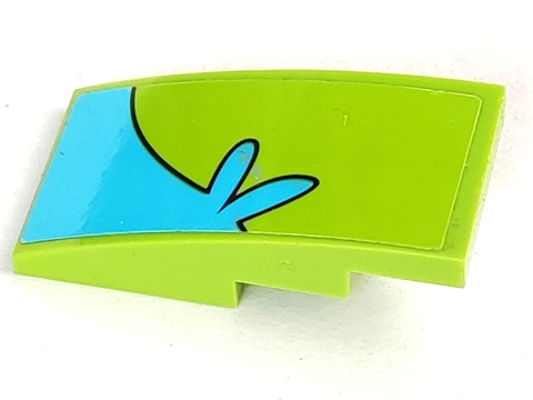 Lego Slope, Curved 4 x 2 with Medium Azure Stripe with Splash Curving Down Left Pattern (Sticker) - Set 75902