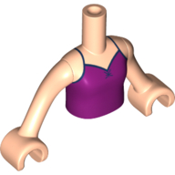 Lego Minidoll Torso Girl with Magenta Top, Dark Blue Trim Print, Light Nougat Arms and Hands / Light Nougat